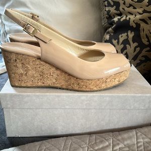 ❤️Jimmy Choo, “Praise OPat” wedges in powder pink❤️